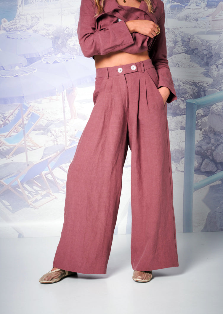 Il Lido Italian Linen Pant - ROSSO ROSA (one size 0 left only!)
