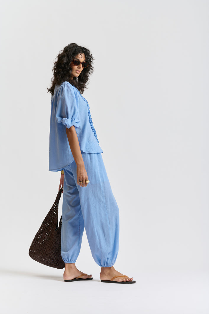 Le Washed Voile Pant - CORNFLOWER BLUE