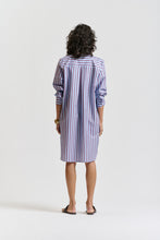 Le Stripe Shirt Dress - AUBERGINE/CORNFLOWER BLUE