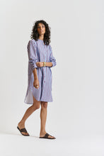 Le Stripe Shirt Dress - AUBERGINE/CORNFLOWER BLUE