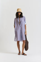 Le Stripe Shirt Dress - AUBERGINE/CORNFLOWER BLUE