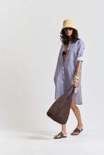 Le Stripe Shirt Dress - AUBERGINE/CORNFLOWER BLUE
