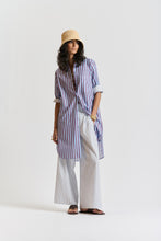 Le Stripe Shirt Dress - AUBERGINE/CORNFLOWER BLUE