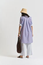 Le Stripe Shirt Dress - AUBERGINE/CORNFLOWER BLUE