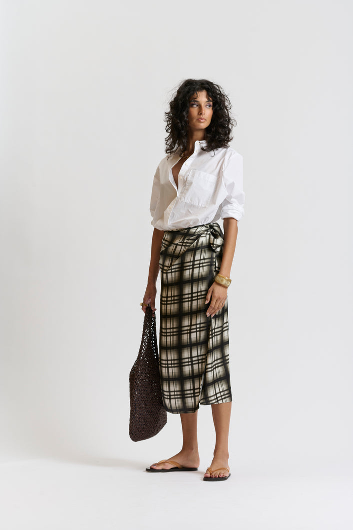 Le Silk Sarong Skirt - CHECK