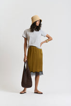 Le Silk Lace Trim Skirt - OLIVE