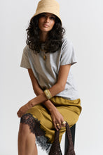 Le Silk Lace Trim Skirt - OLIVE