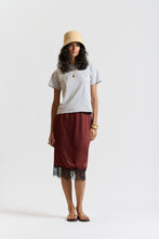 Le Silk Lace Trim Skirt - BURGUNDY