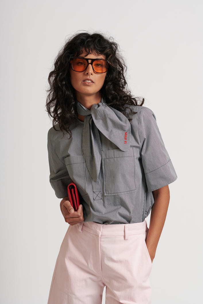 Le Neckerchief mini gingham shirt