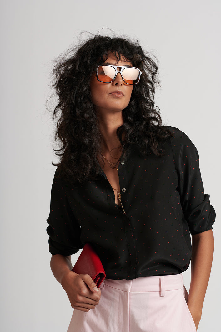 Le dot lightweight silk shirt - INK