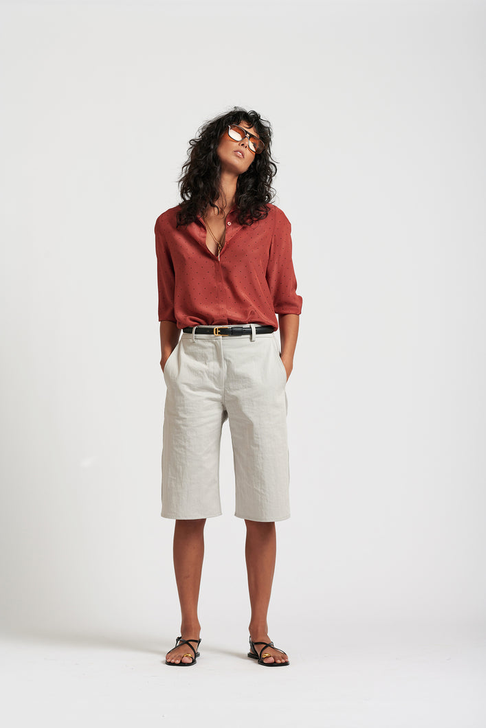 Le dot lightweight silk shirt - RHUBARB