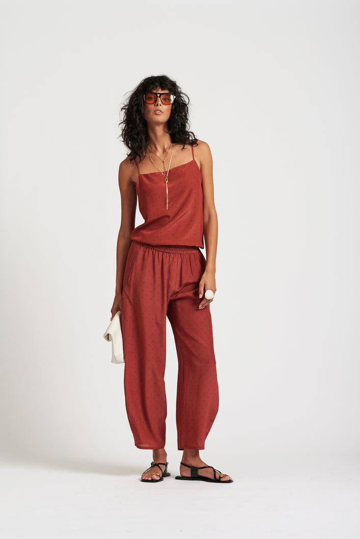 Le dot silk cami - RHUBARB