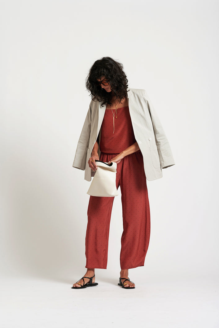 Le dot silk balloon pant - RHUBARB