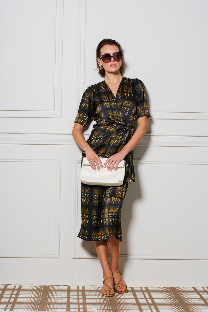Le Cocktail Print Dress - Olive/Black