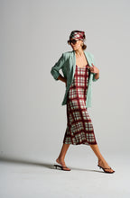 Le Check Slip Dress - Mint/Burgundy