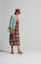 Le Check Slip Dress - Mint/Burgundy