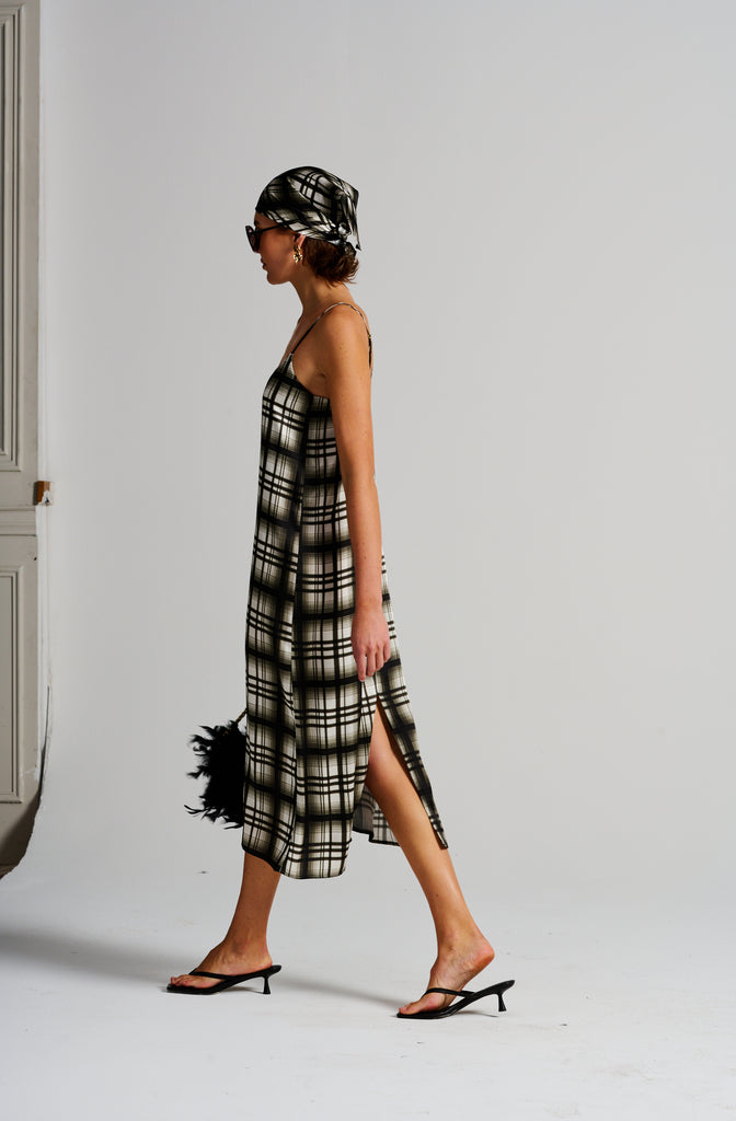 Le Check Slip Dress - Black/Off White (x1 size 2 only) – Le Stripe