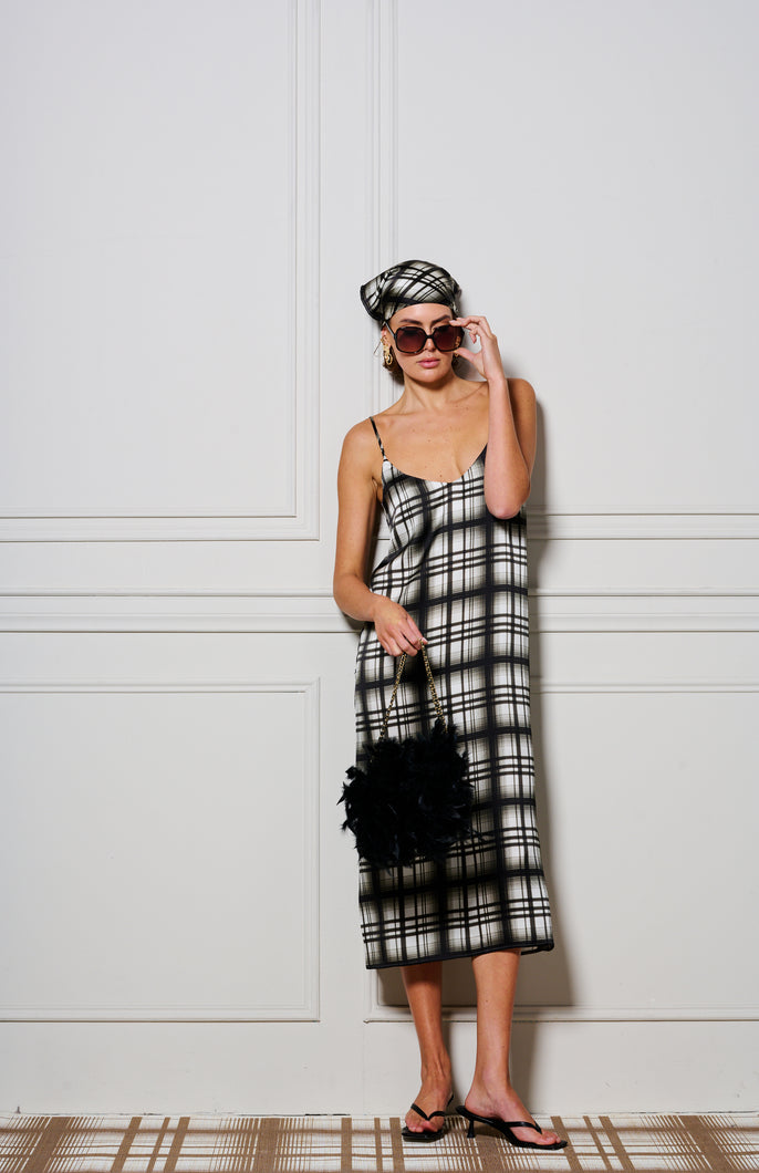 Le Check Slip Dress - Black/Off White