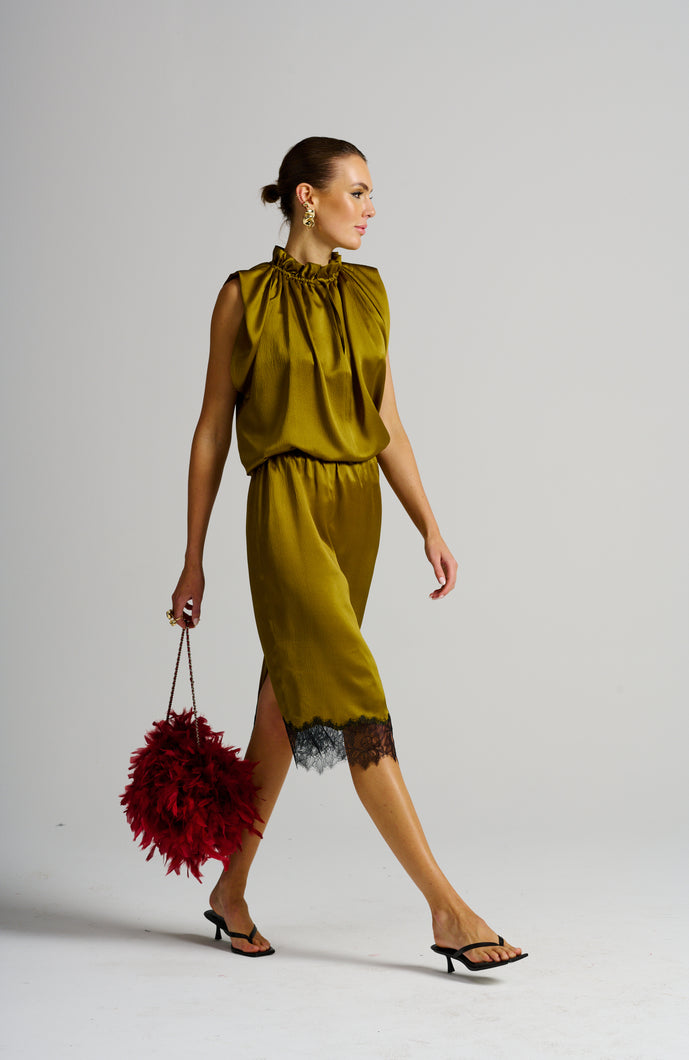 Le Cocktail Skirt - Olive (PRE-ORDER)