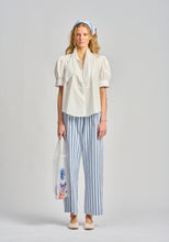 La Barista Tie Neck Tux Shirt - White