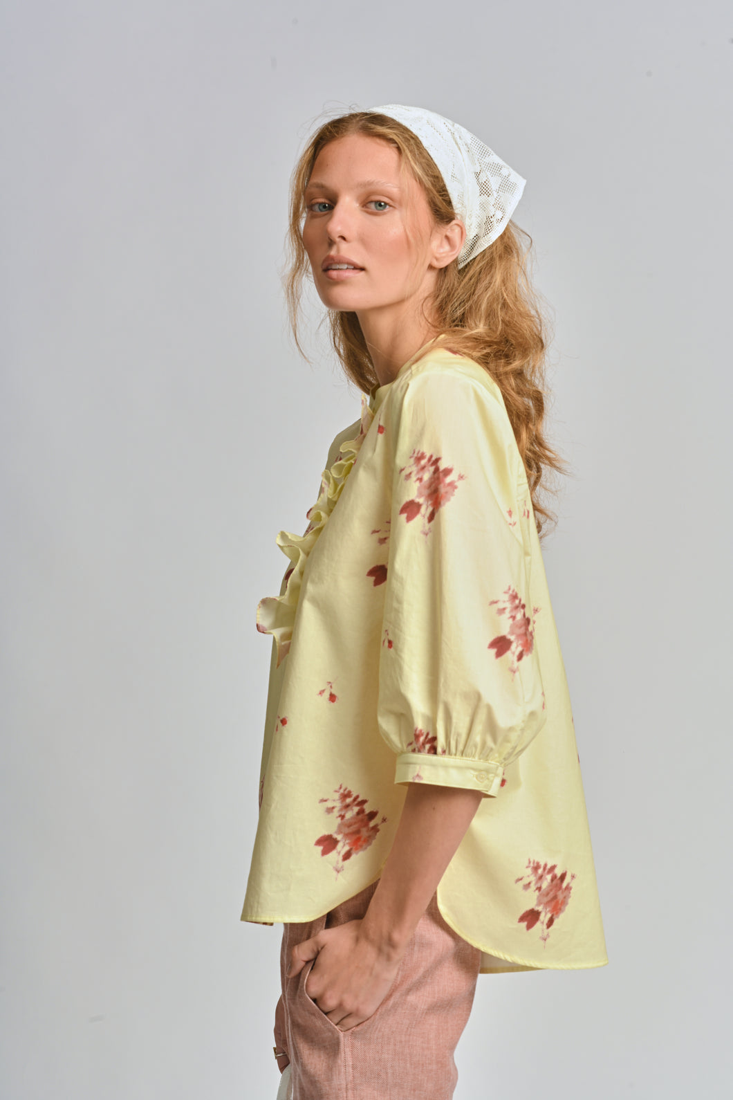 Le Tablecloth Frill Shirt - Lemon Butter