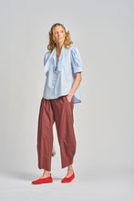 La Barista Tie Neck Tux Shirt - Bluebell
