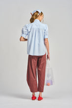 La Barista Tie Neck Tux Shirt - Bluebell