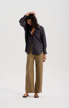 Le Silk Twill Pinstripe Shirt - Navy *pre-order closed