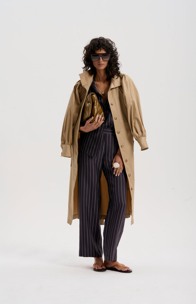 Le Silk Pinstripe Twill Pant - NAVY *pre-order closed