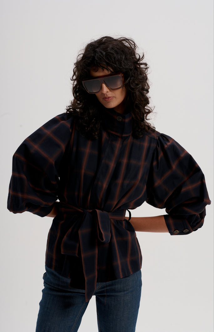 #Job Lot 29 - Storm Collar Trench Shirt in Check