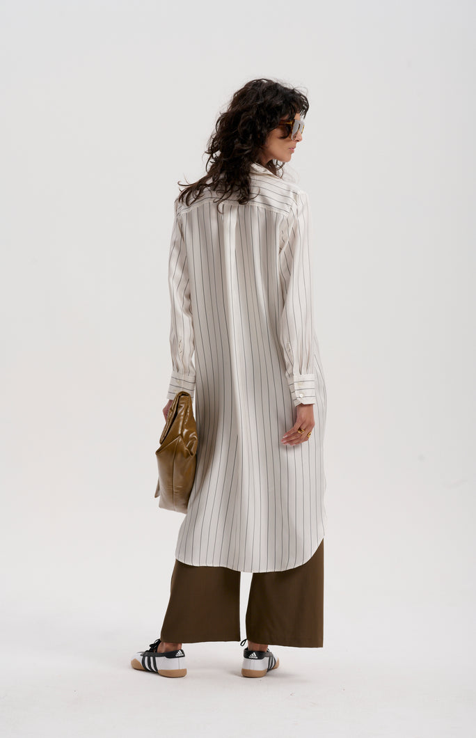 Le Silk Long Shirt Dress - Off White *pre-order closed