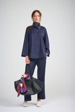 La Maison Pinstripe Shirt Jacket (with neck scarf)