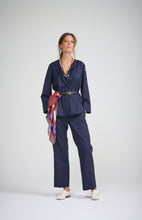 La Maison Pinstripe Shirt Jacket (with neck scarf)