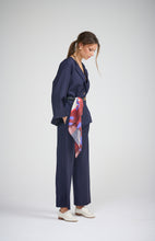 La Maison Pinstripe Shirt Jacket (with neck scarf)