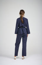 La Maison Pinstripe Shirt Jacket (with neck scarf)